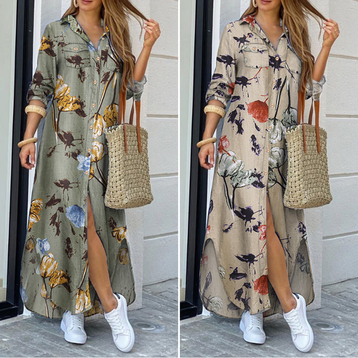 ZANZEA Autumn Vintage Plaid Maxi Dress - Elegant Long Sleeve Casual Robe