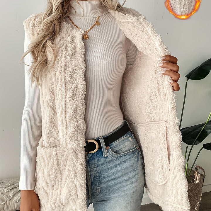 Cable Knit Open Front Vest – Soft, warm, and versatile. A cozy winter essential.