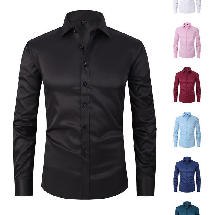 Premium Solid Color Lapel Shirt - Lightweight Slim Fit, Perfect for Office & Casual Wear