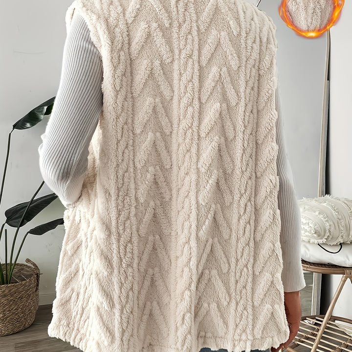 Cable Knit Open Front Vest – Soft, warm, and versatile. A cozy winter essential.