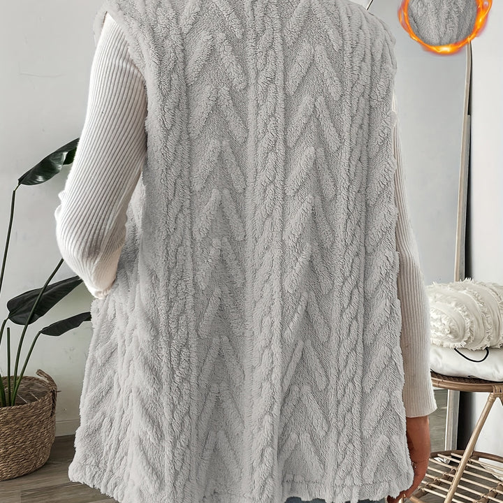 Cable Knit Open Front Vest – Soft, warm, and versatile. A cozy winter essential.