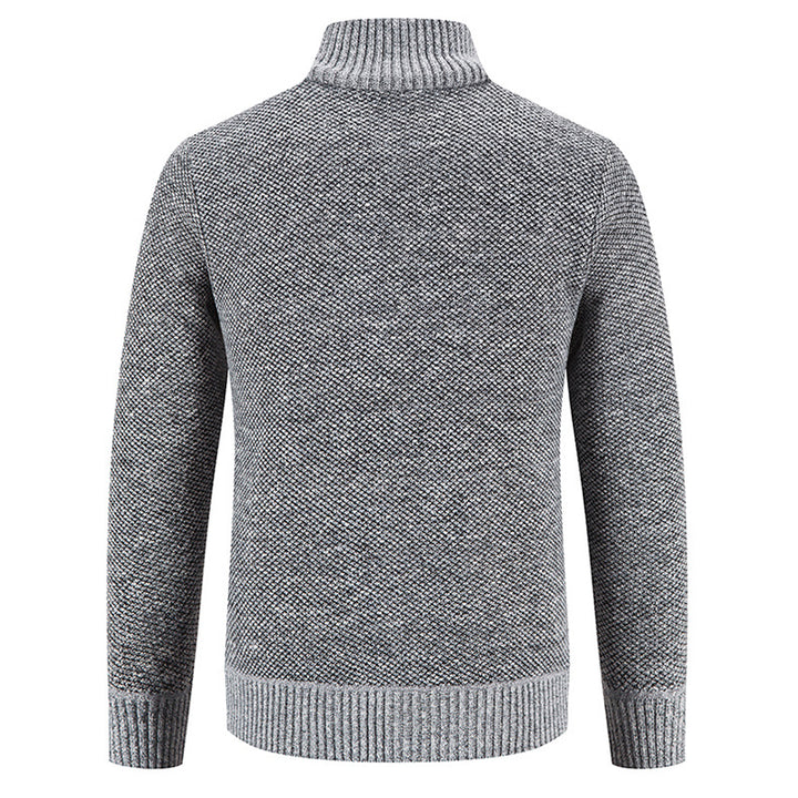 Men's Diamond Plaid Cardigan – Stylish, Warm Knit Zip-Up with Stand Collar
