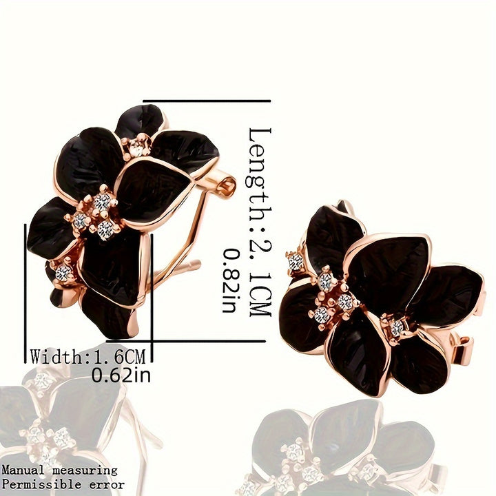 Earrings, Necklace, & Ring Chic Jewelry Set 14k Gold Plated Sparkling Flower Design Match Daily Outfits Party Accessories