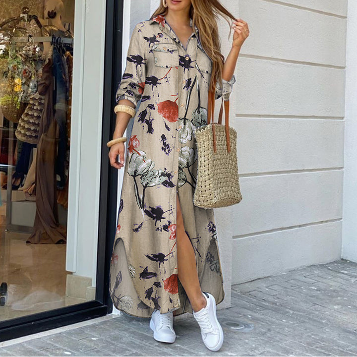 ZANZEA Autumn Vintage Plaid Maxi Dress - Elegant Long Sleeve Casual Robe