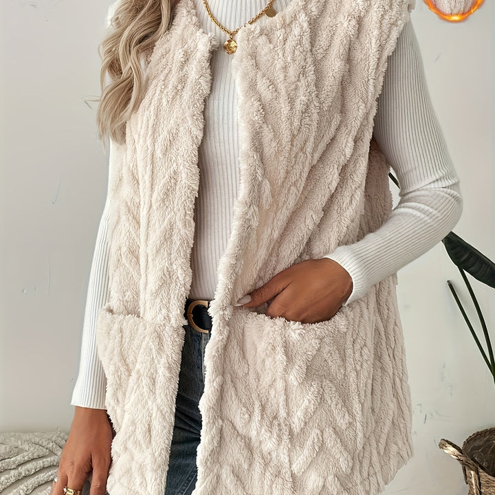 Cable Knit Open Front Vest – Soft, warm, and versatile. A cozy winter essential.