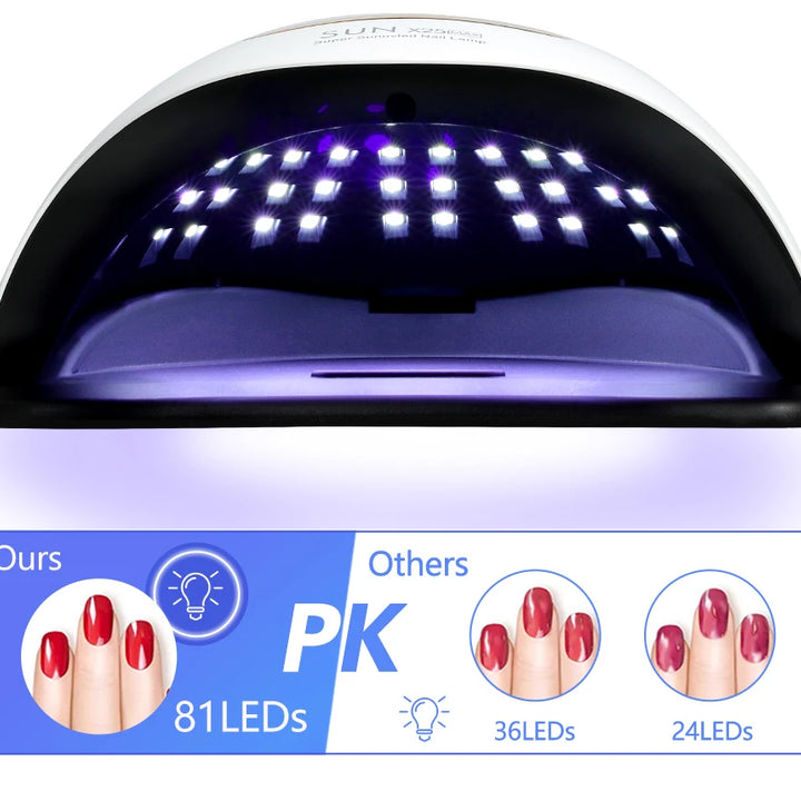 LED Nail Lamp 380W – Fast Gel Nail Curing, 81 LEDs, 4 Timers, Professional UV Light