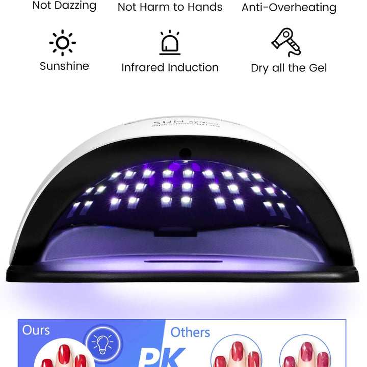 LED Nail Lamp 380W – Fast Gel Nail Curing, 81 LEDs, 4 Timers, Professional UV Light