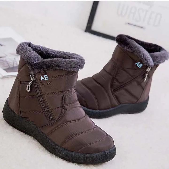 Women's Waterproof Winter Boots with Zipper and Soft Fur