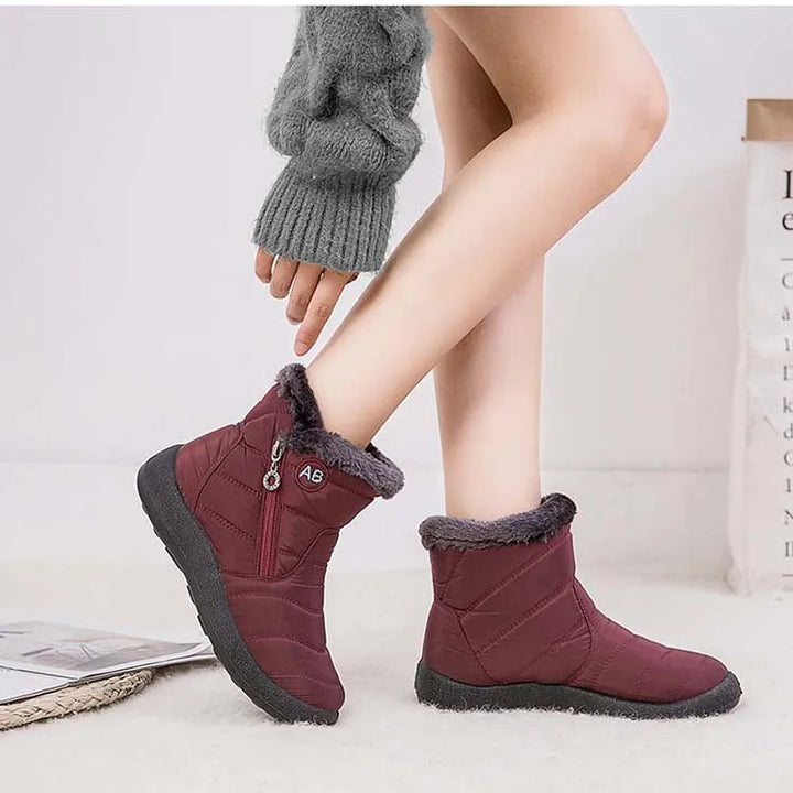 Women's Waterproof Winter Boots with Zipper and Soft Fur