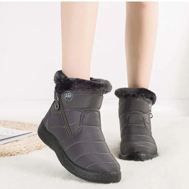 Women's Waterproof Winter Boots with Zipper and Soft Fur