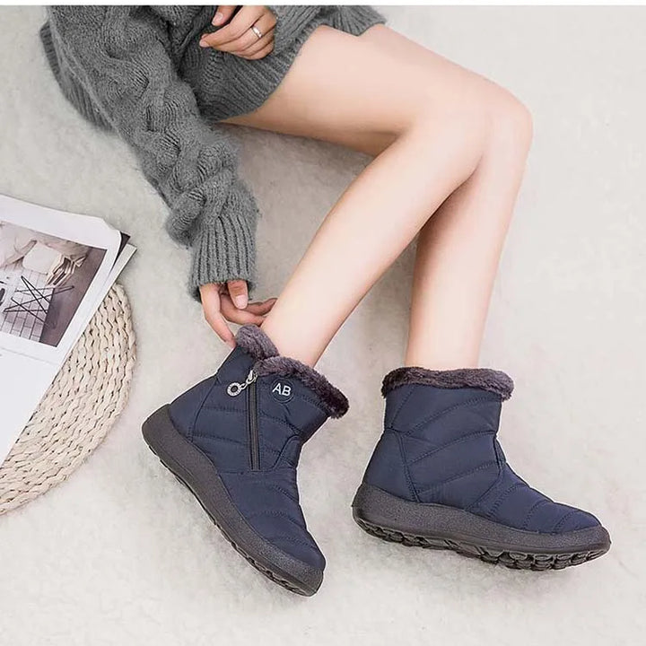 Women's Waterproof Winter Boots with Zipper and Soft Fur