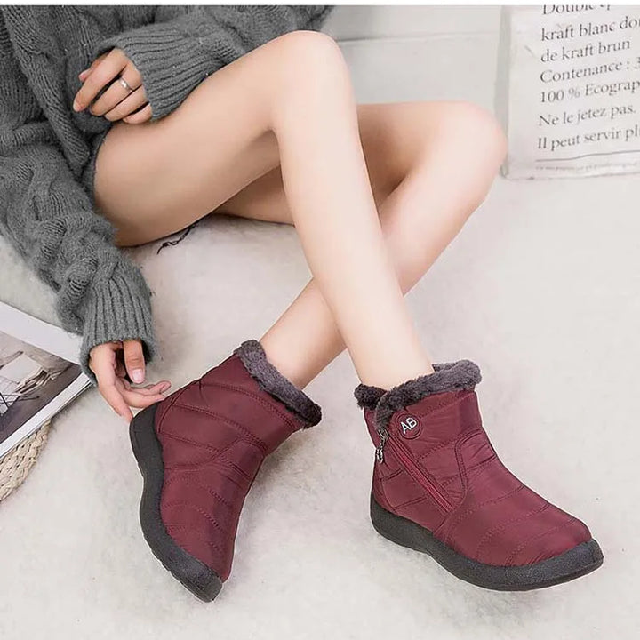 Women's Waterproof Winter Boots with Zipper and Soft Fur