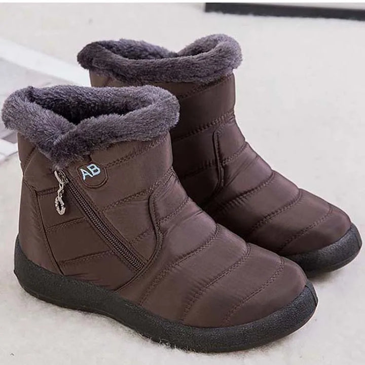 Women's Waterproof Winter Boots with Zipper and Soft Fur