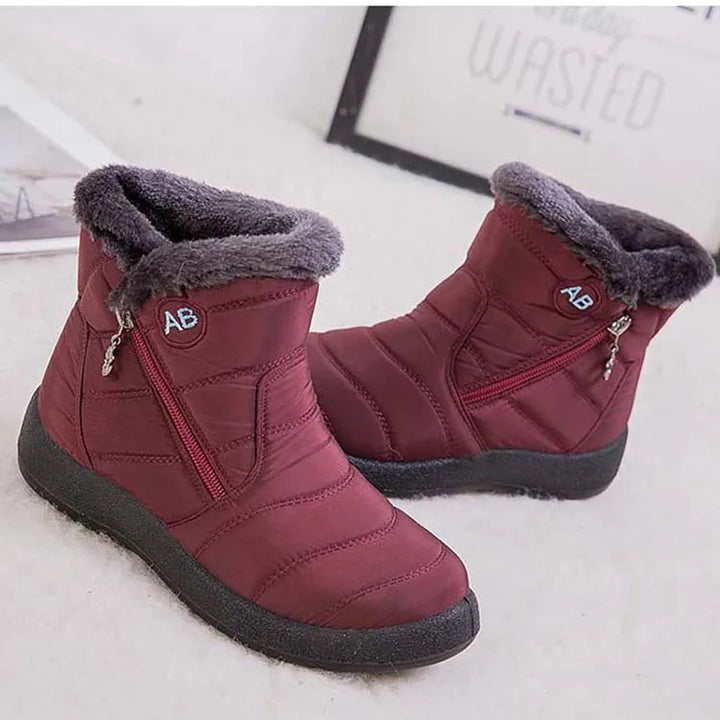 Women's Waterproof Winter Boots with Zipper and Soft Fur