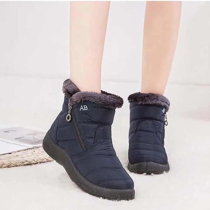 Women's Waterproof Winter Boots with Zipper and Soft Fur