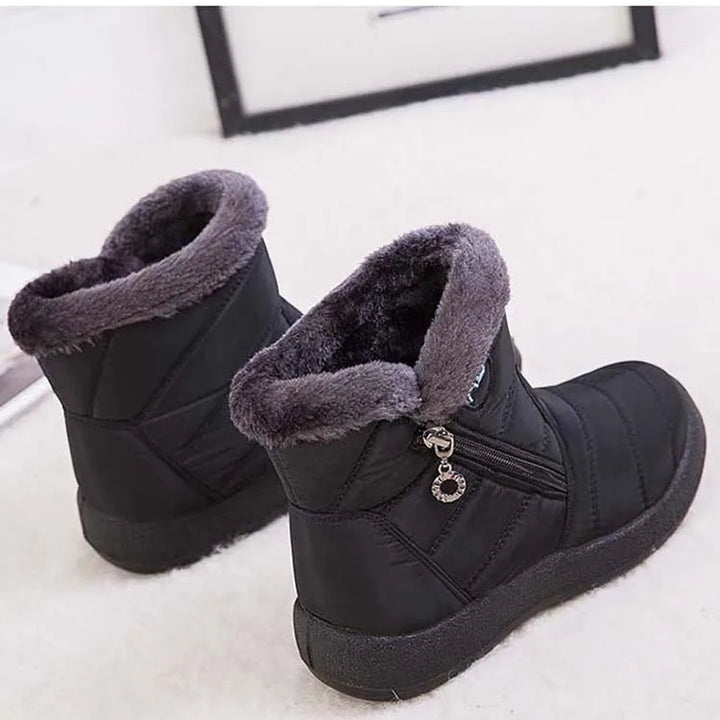 Women's Waterproof Winter Boots with Zipper and Soft Fur