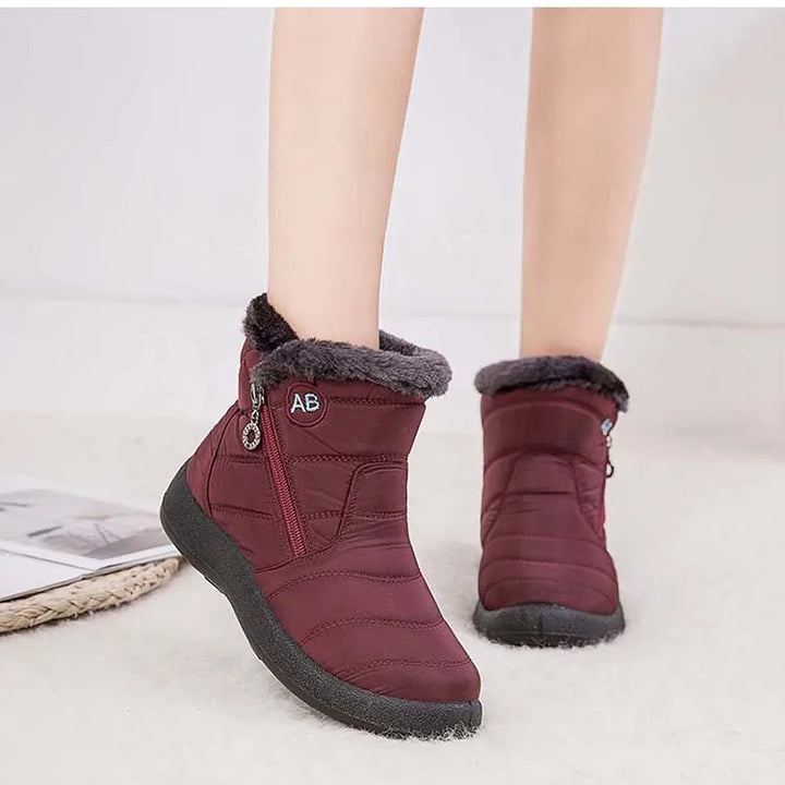 Women's Waterproof Winter Boots with Zipper and Soft Fur