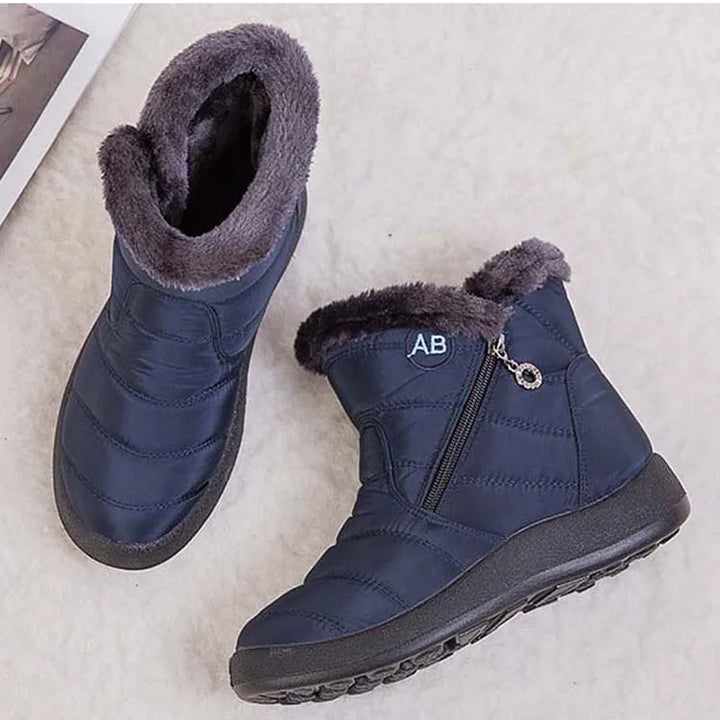 Women's Waterproof Winter Boots with Zipper and Soft Fur