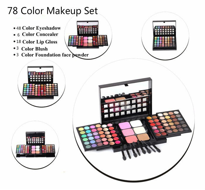 Makeup Set with Aluminum Box – Eyeshadow, Lipstick, Eyeliner & More