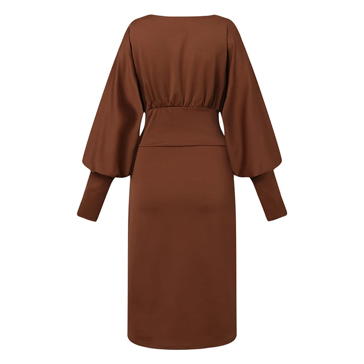 ZANZEA Autumn Bodycon Dress - Elegant Lantern Sleeve Pencil Work Kaftan