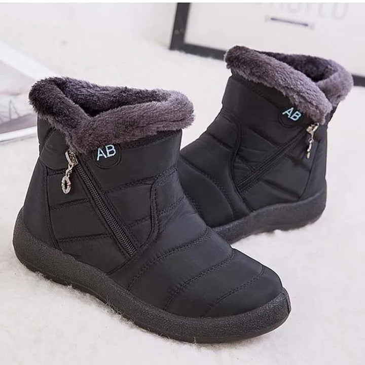 Women's Waterproof Winter Boots with Zipper and Soft Fur