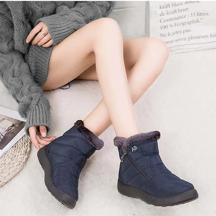 Women's Waterproof Winter Boots with Zipper and Soft Fur