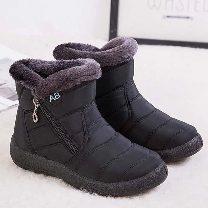 Women's Waterproof Winter Boots with Zipper and Soft Fur