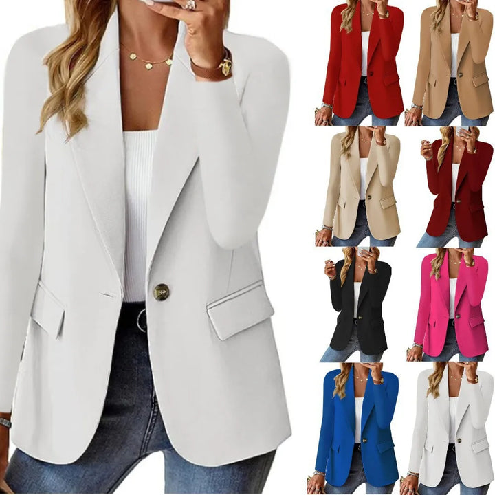 Women's Long Sleeve Down Coat – Spring/Autumn Blazer Style Cardigan