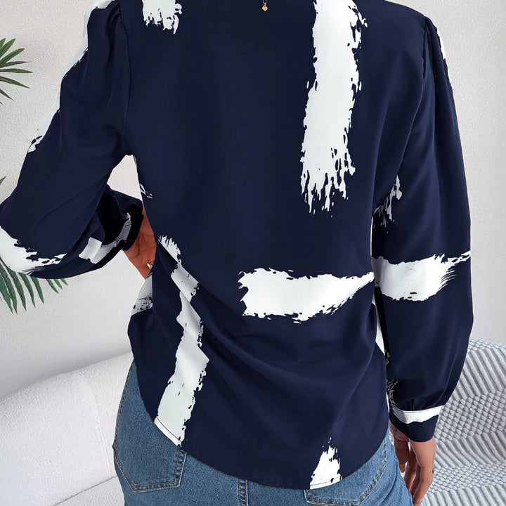 Elegant Long Sleeve Brush Print Button Front Work Office Shirt