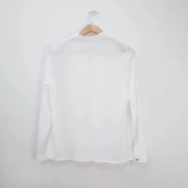 olid Chiffon Blouse - Slim Long Sleeve Hollow Sexy Spring Summer Top