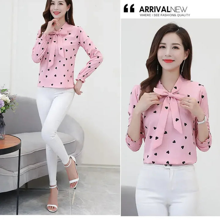 Women's Chiffon Blouse - Long Sleeve Spring Shirt