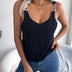 Casual V-neck Metal Buckle Hollowed Out Sleeveless Knitted Tank Top