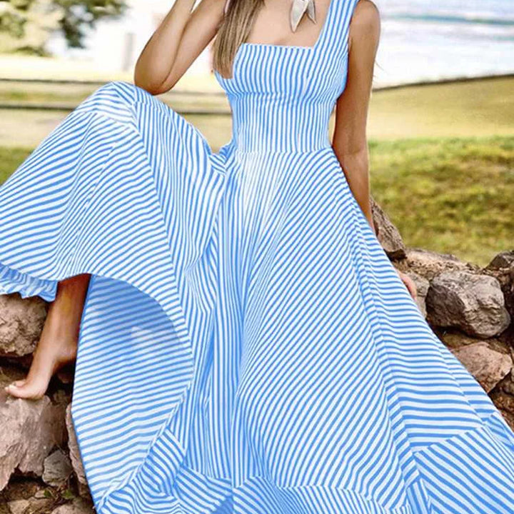 ZANZEA Bohemian Striped Maxi Dress - Elegant Sleeveless Summer Sundress