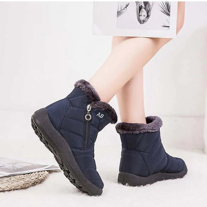 Women's Waterproof Winter Boots with Zipper and Soft Fur