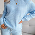 Autumn Winter Solid Color Off-Shoulder Sweater - Crew Neck Long Sleeve Knit Top