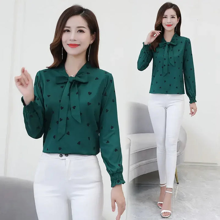 Women's Chiffon Blouse - Long Sleeve Spring Shirt