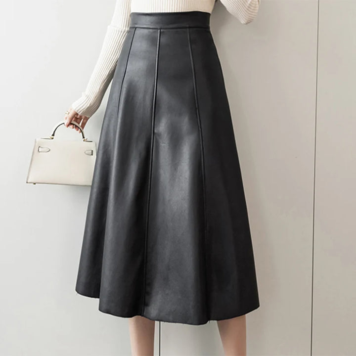 ZANZEA Women's High-Waisted PU Leather Midi Skirt – Elegant Office Style