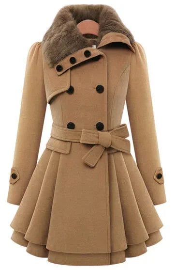 Women's Woolen Jacket - Slimming Double-Breasted Narrow Fit Overcoat