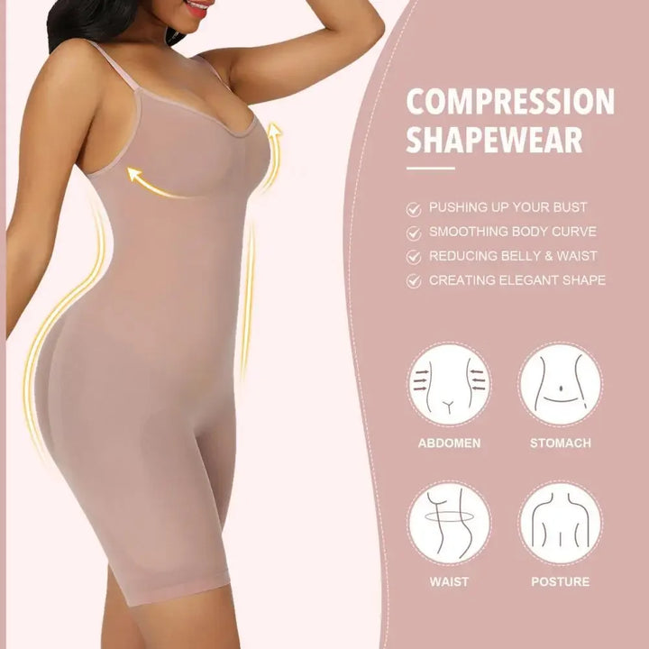 2PCS Seamless Compression Bodysuit – Open Crotch, Slimming Butt Lifter Shapewear