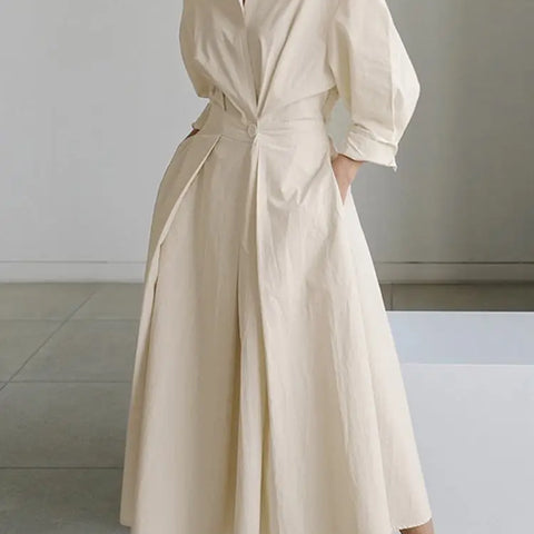 ZANZEA Oversized Lapel Shirt Dress - Elegant Long Sleeve Spring Sundress