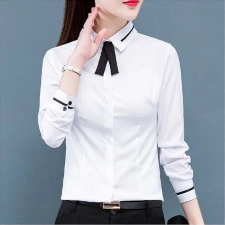 Classic Chiffon Blouse - Plus Size Slim Long Sleeve Women's Top