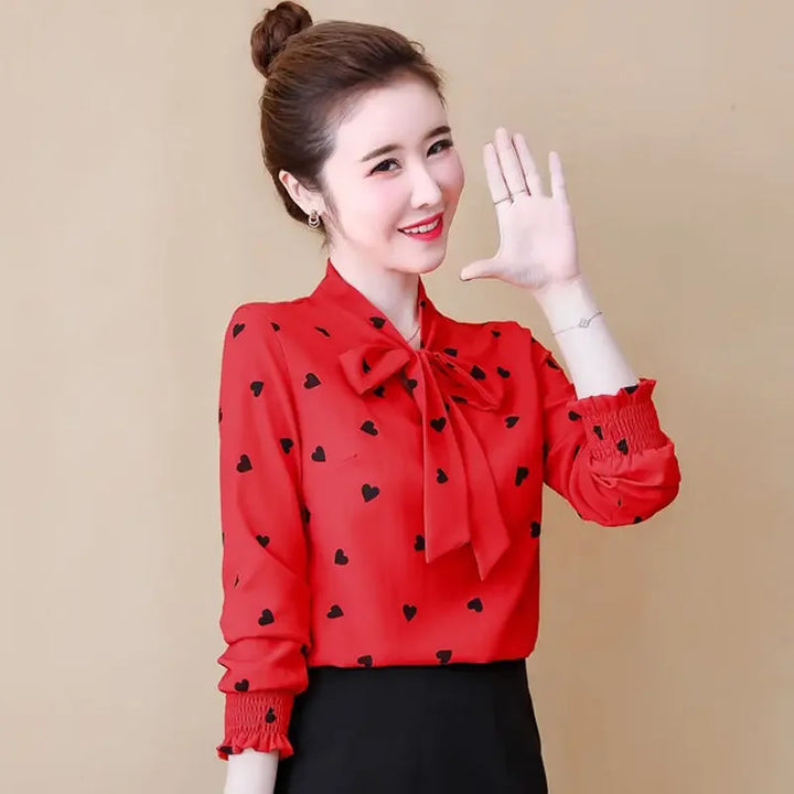 Women's Chiffon Blouse - Long Sleeve Spring Shirt