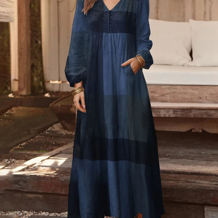 ZANZEA Bohemian Cotton Linen Maxi Dress - V-Neck Pleated Casual Kaftan