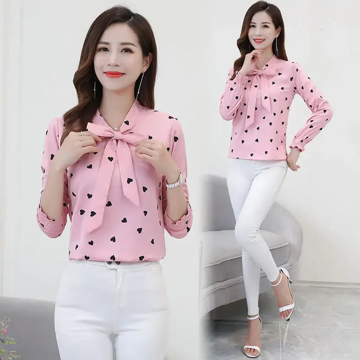 Women's Chiffon Blouse - Long Sleeve Spring Shirt