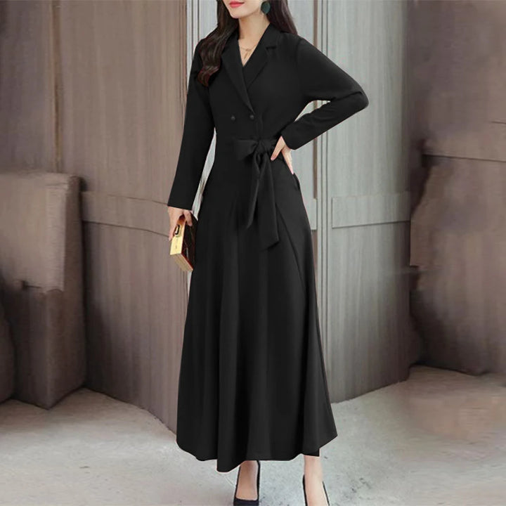 ZANZEA Elegant Maxi Shirt Dress - Suit Collar A-Line Bandage Party Outfit