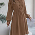 Elegant Button Front Lantern Sleeve Dress - Cinched Waist