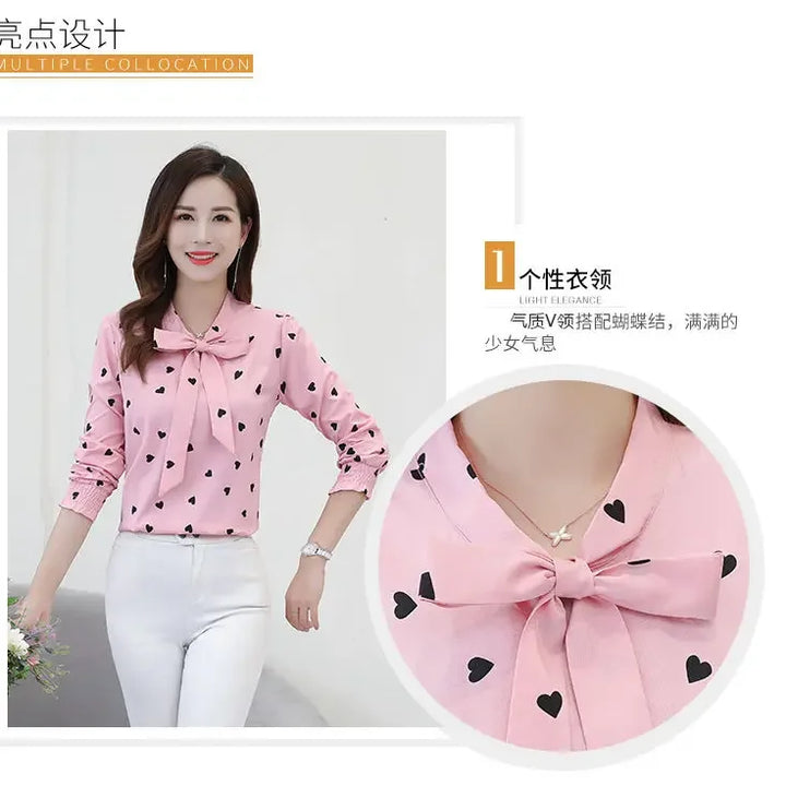 Women's Chiffon Blouse - Long Sleeve Spring Shirt