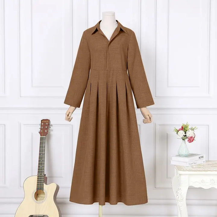 ZANZEA Spring Office Maxi Dress - Casual Oversized Lapel A-line Long Sleeve Dress