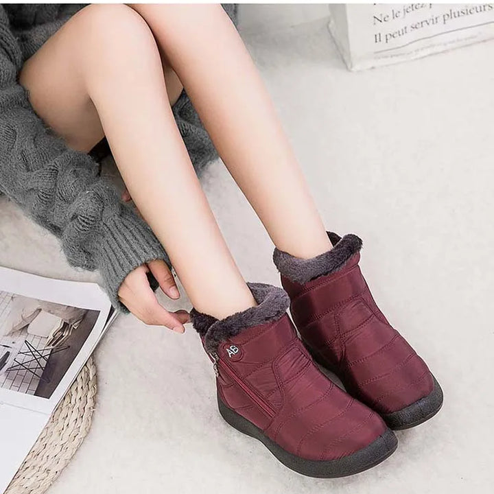 Women's Waterproof Winter Boots with Zipper and Soft Fur