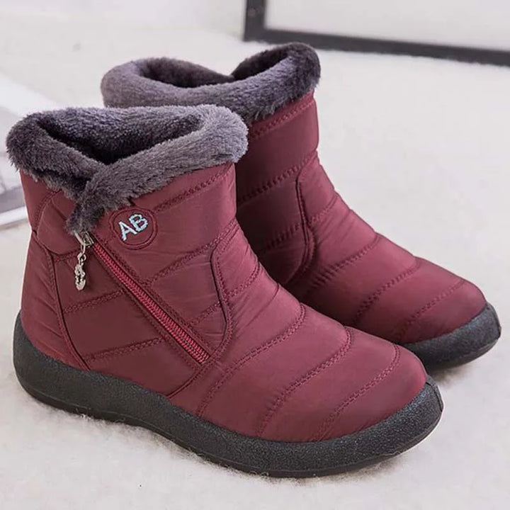 Women's Waterproof Winter Boots with Zipper and Soft Fur